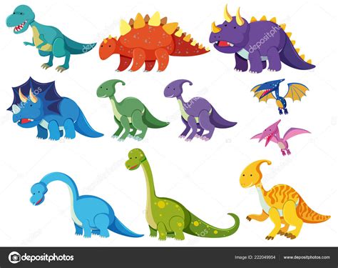 Conjunto Ilustración Dinosaurios Dibujos Animados — Vector ...