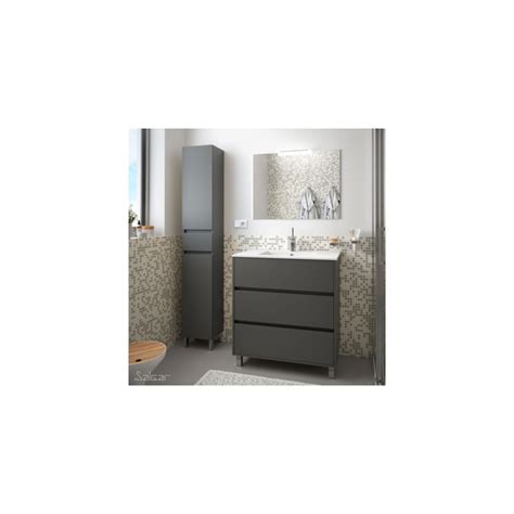 Conjunto mueble baño serie Arenys 800 Salgar gris mate