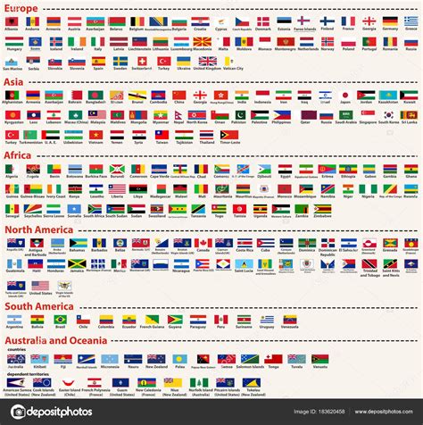 Conjunto Vector Todas Las Banderas Mundo Dispuestas Orden ...