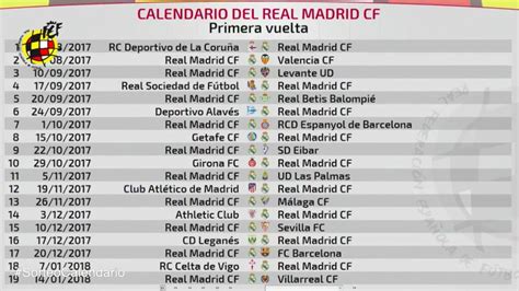 Conoce el calendario completo de Liga del Real Madrid ...