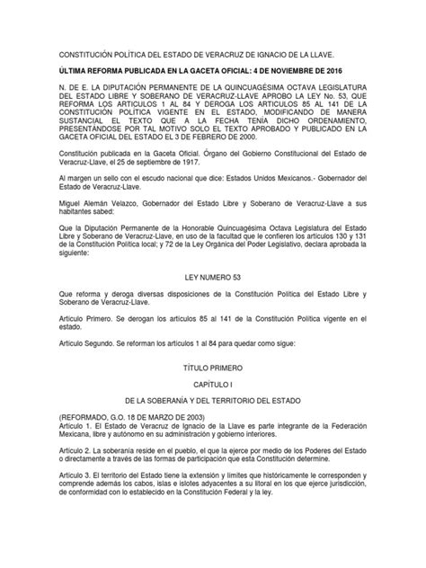 Constitucion Politica Del Estado de Veracruz Llave | Constitución ...