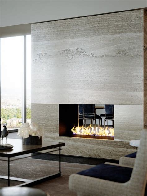Contemporary Travertine Stone Fireplace | Interior Design ...