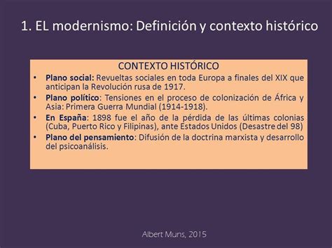 Contexto histórico del modernismo | 4 5ª .El modernismo