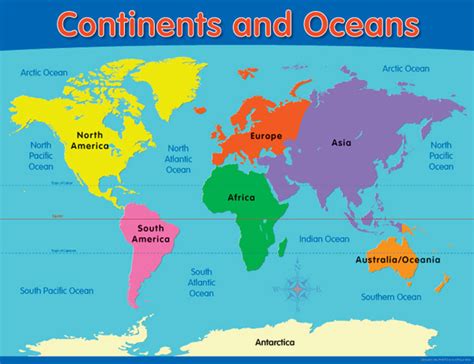 Continents and Oceans Educational Chart  CH6246  | Science ...
