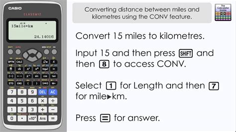 Convert between miles & km, kph & mph, using the CONV ...