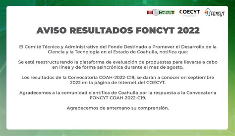 Convocatoria FONCYT 2022 C 19   Consejo Estatal de Ciencia y Tecnología