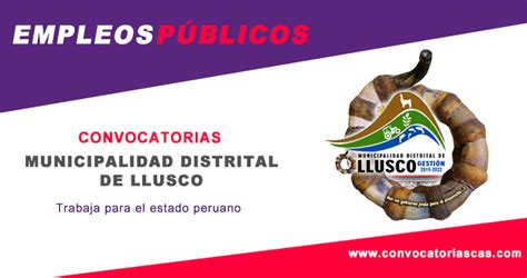 CONVOCATORIA MUNICIPALIDAD DE LLUSCO [CAS]: 1 Plaza   Derecho | Empleos ...
