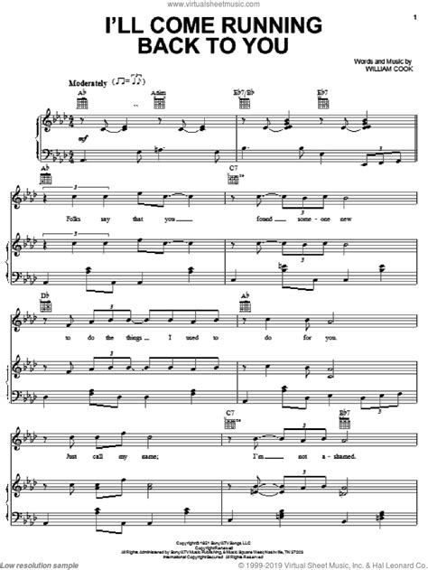 Cooke   I ll Come Running Back To You sheet music for ...