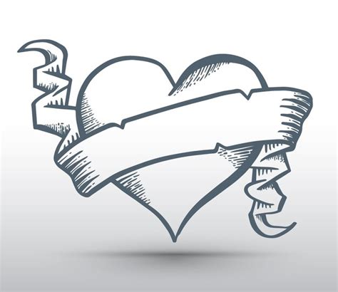 Corazón con cinta dibujo bandera por concepto de amor | Vector Premium