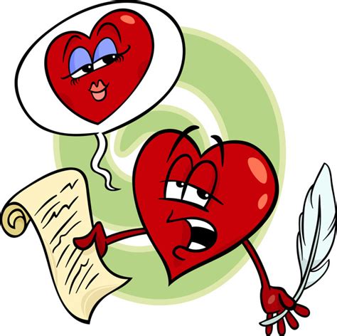 Corazón leyendo dibujos animados de poemas de amor ...