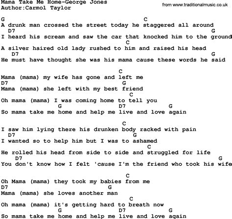 Country Music:Mama Take Me Home George Jones Lyrics and Chords