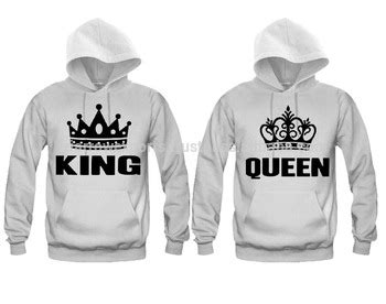 Couples Matching Hoodies   King And Queen White Print ...