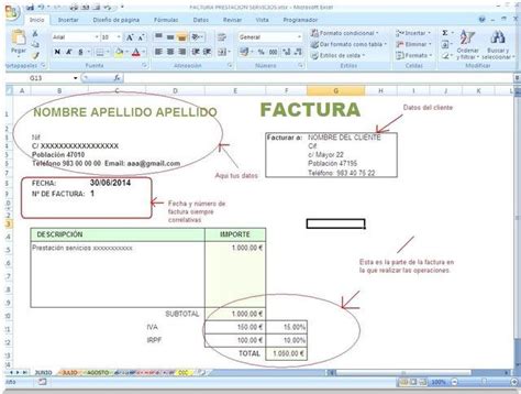 Crea paso a paso factura actividad profesional | Excel ...