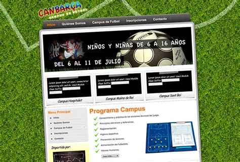 Creación web campus de futbol para niños  eduweb barcelona