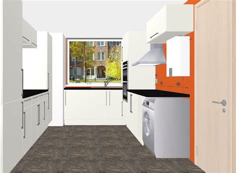 Cream Matte Kitchen with Orange accent wall. Design Your ...