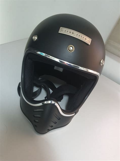 CRNK RETRO Motorcycle Helmet Full face Jet Black model ...