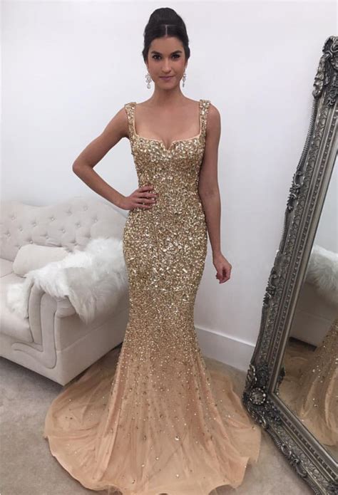 Crystal Beaded Prom Dress,mermaid Prom Dress,champagne ...