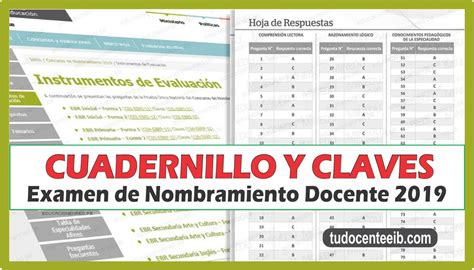 Cuadernillo y Claves del Examen de Nombramiento Docente 2019 Prueba ...