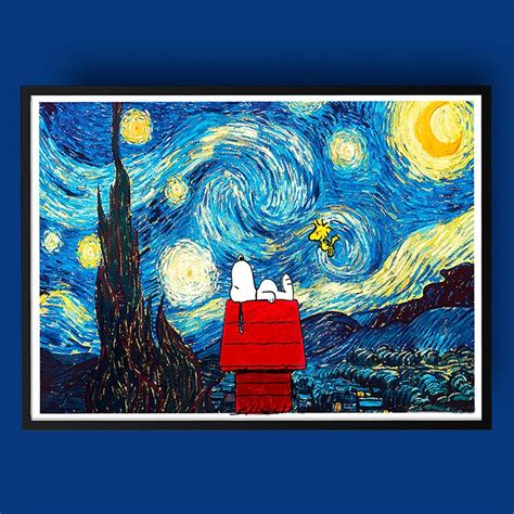 Cuadro Con Imagen Snoopy Noche Estrellada De Van Gogh ...