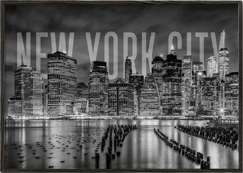 Cuadro en blanco y negro NEW YORK CITY Skyline Monochrome | Cuadros ...