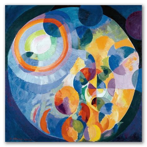Cuadro  Formas circulares, sol y luna  de R. Delaunay, lienzo abstracto.