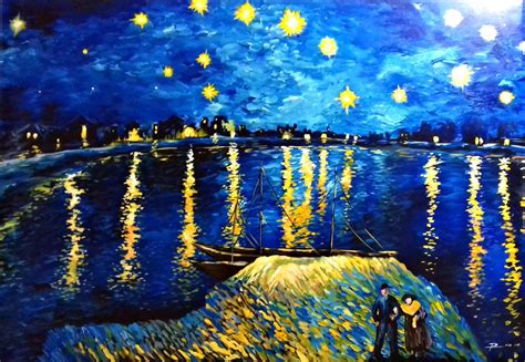 Cuadro Oleo Noche Estrellada Van Gogh Arte 1.10m   $ 3,000 ...
