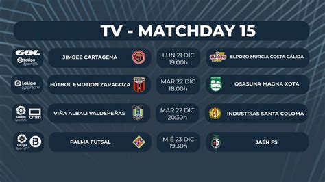 ¡Cuatro partidos televisados en la Jornada 15 de Primera División!| LNFS
