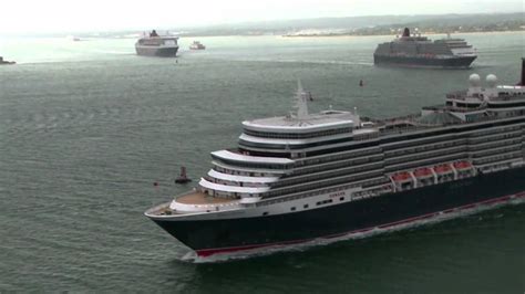Cunard s Three Queens Depart Southampton Together   YouTube