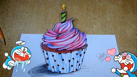 Cupcake Painting on Color Pencil | Happy birthday cake ...