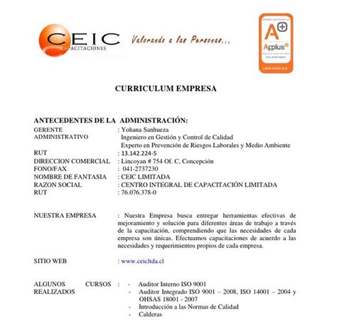 curriculum empresarial | Modelo Curriculum