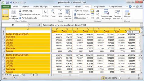 Curso de Excel 2010. 14.2. Dividir una hoja en paneles ...