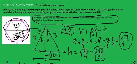 Curso de Matemática Área do hexágono regular Questão dos 6 ...