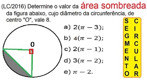 Curso de Matemática Cálculo da Área do segmento circular Geometria do ...
