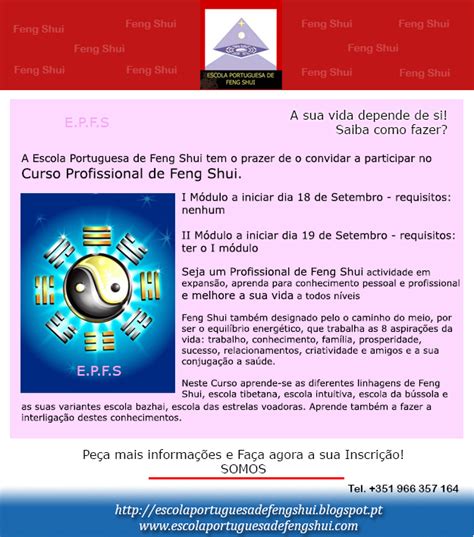 CURSO PROFISSIONAL DE FENG SHUI   Escola Portuguesa de Feng Shui