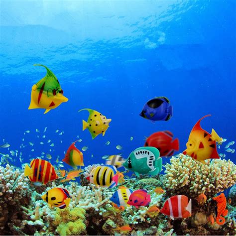 Cute 5pcs/set Plastic Floating Tropical Fishes Aquarium ...