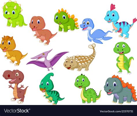 Cute baby dinosaurs collection Royalty Free Vector Image