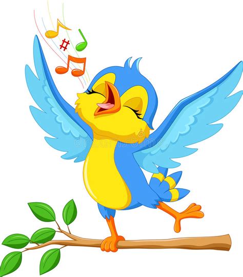 Cute bird singing stock illustration. Illustration of ...