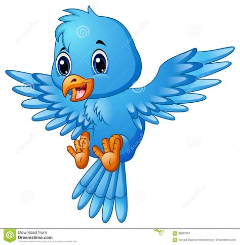 Cute Blue Bird Cartoon Flying Stock Vector   Illustration ...