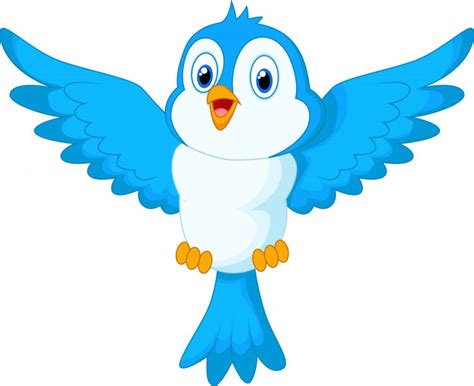 Cute cartoon blue bird flying Vector | Premium Download