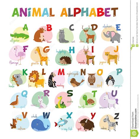 Cute Cartoon Zoo Illustrated Alphabet With Funny Animals ...