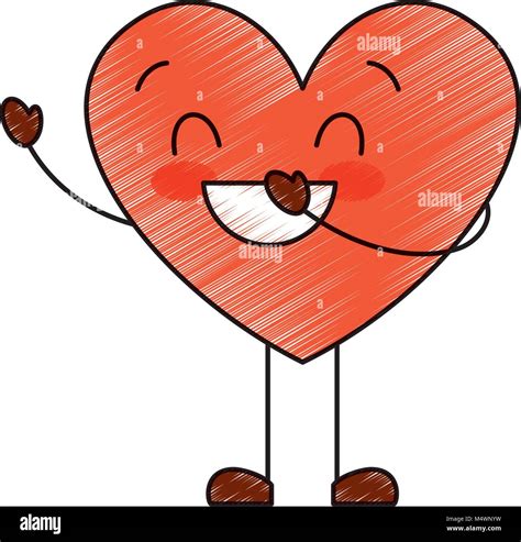 Cute dibujos animados amor del corazón sonriente personaje emoción ...