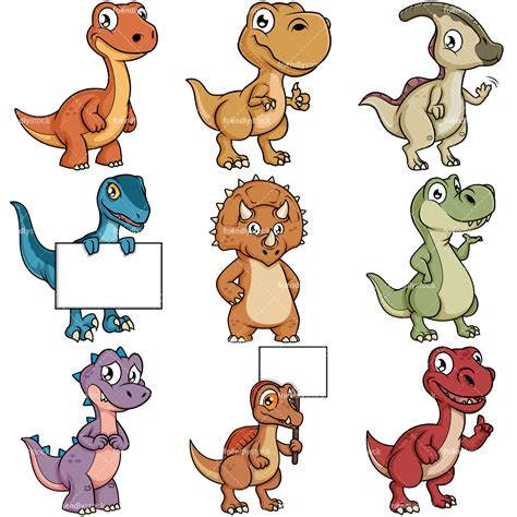 Cute Dinosaur Cartoon Characters Vector Clipart ...