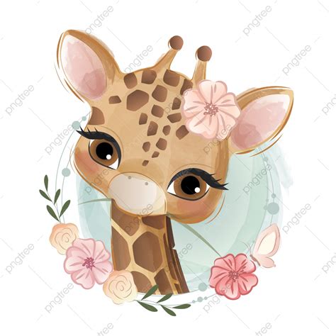 Cute Giraffe Portrait, Baby, Animal, Cute PNG and Vector ...