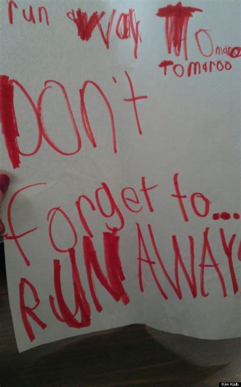 Cute Kid Note Of The Day:  Don t Forget To RUN AWAY ...
