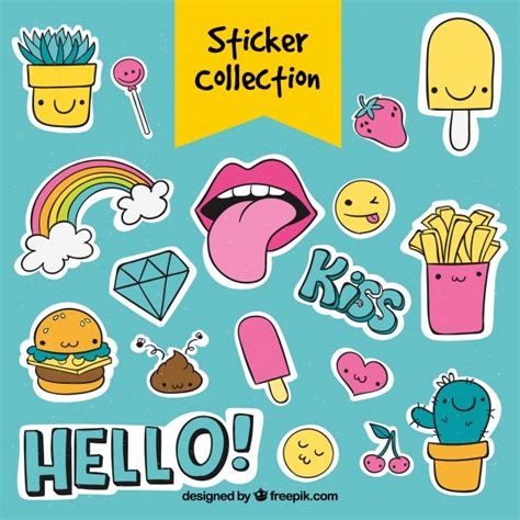 Cute sticker collection | Free Vector