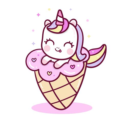 Cute Unicorn vector ice cream Happy birthday, Yummy food ...