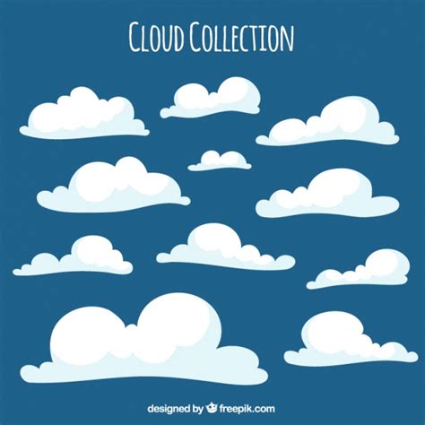 Cute white fluffy clouds Vector | Free Download