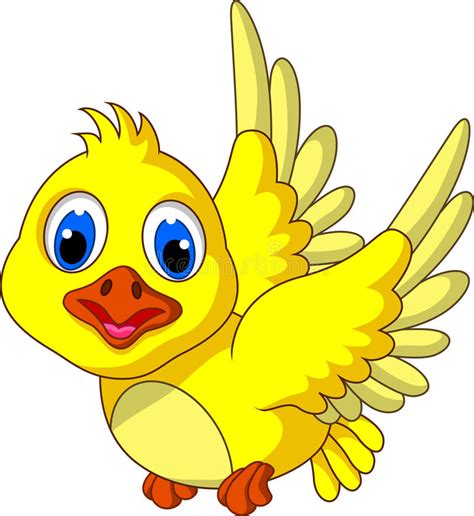 Cute Yellow Bird Cartoon Flying Stock Illustration ...