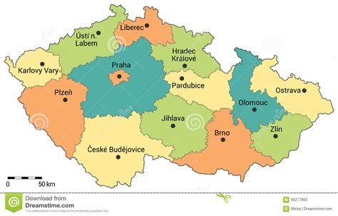 Czech Republic Administrative Map Stock Vector ...