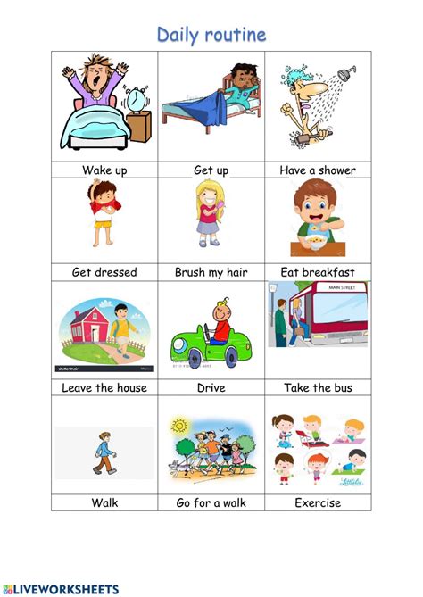 Daily routine: Daily routines worksheet pdf